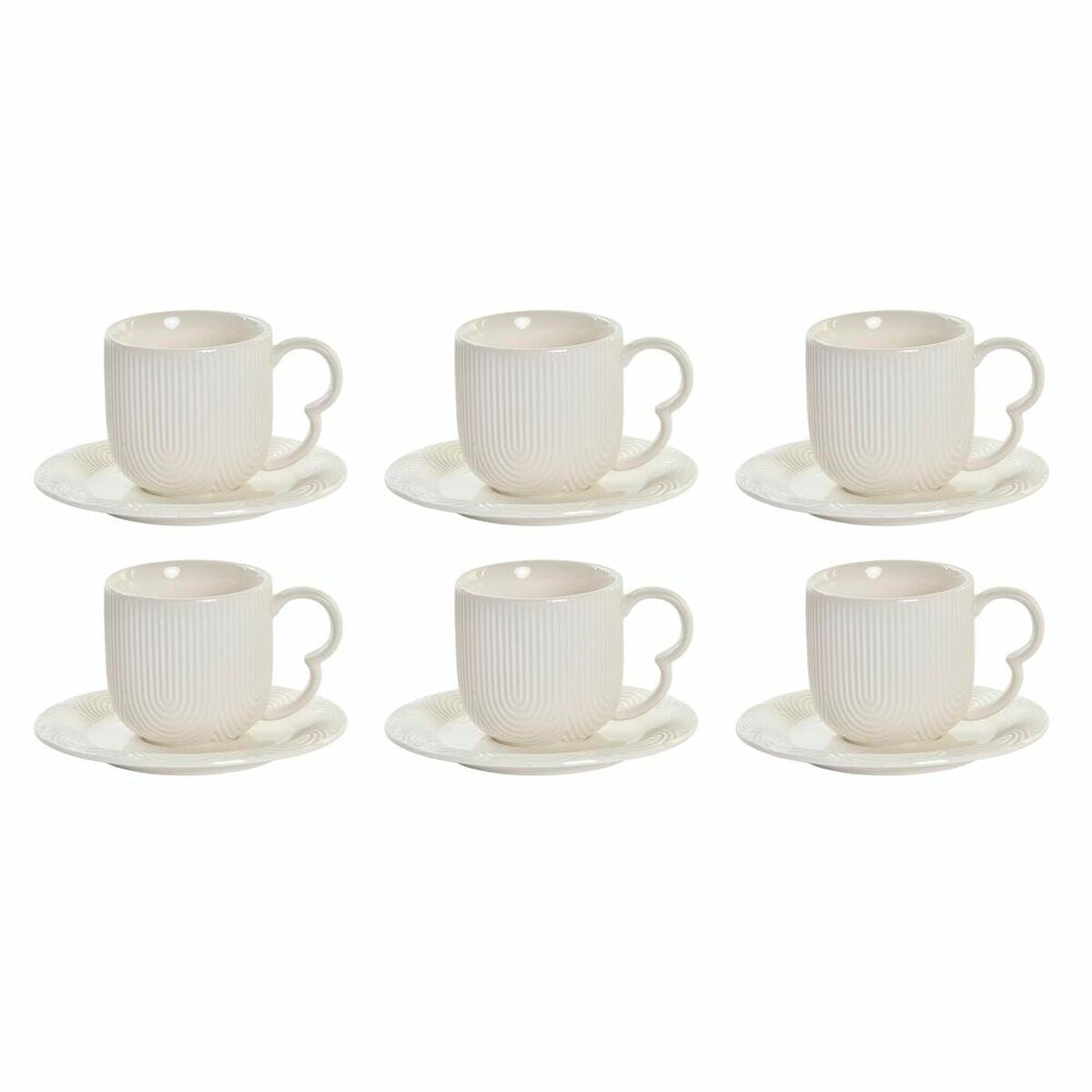 Nordic Porcelain Espresso Cup Set | White & Natural