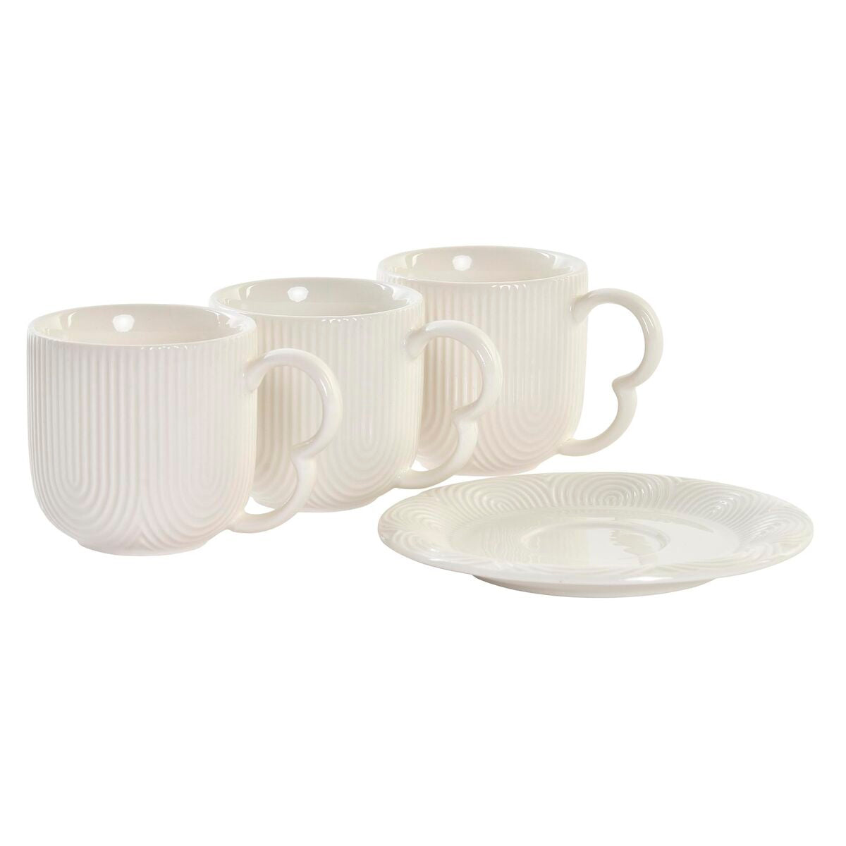 Nordic Porcelain Espresso Cup Set | White & Natural