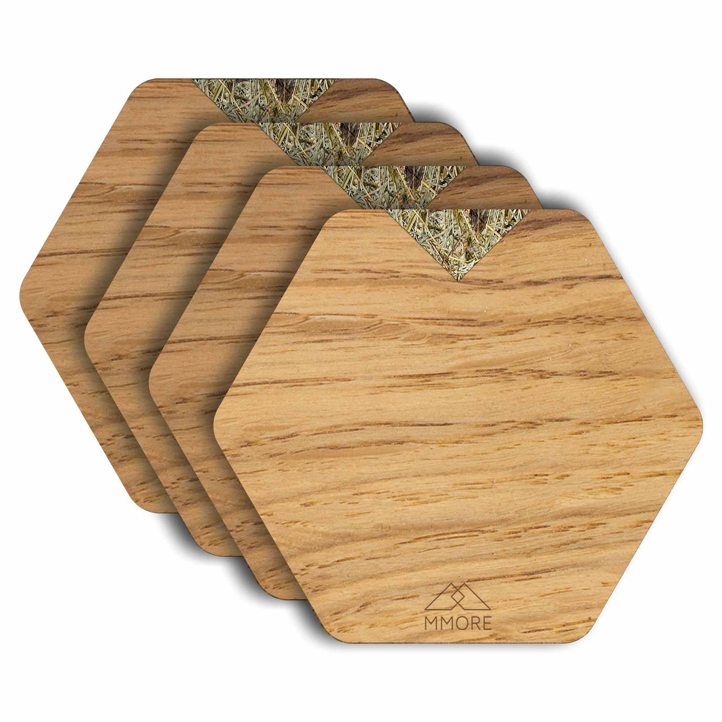 Hexagonal Oak Wood Coasters | Nordic Minimalist Design | Set of 4