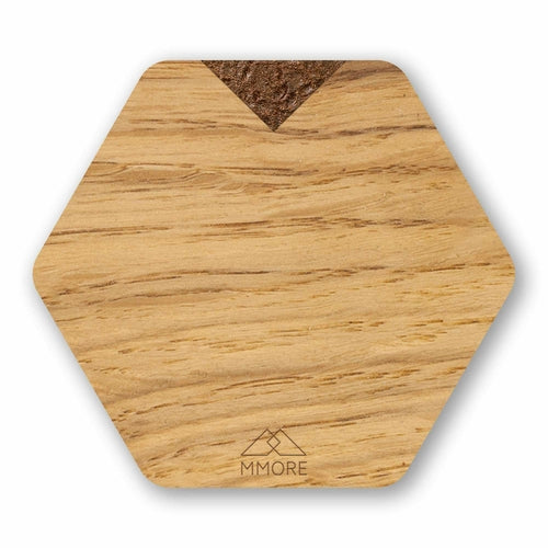 Hexagonal Oak Wood Coasters | Nordic Minimalist Design | Set of 4