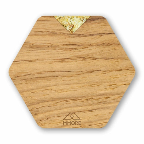 Hexagonal Oak Wood Coasters | Nordic Minimalist Design | Set of 4