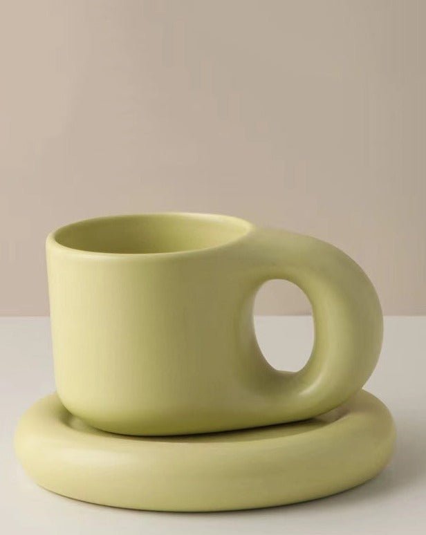 Bauhaus-Inspired Chubby Ceramic Mugs | Handcrafted