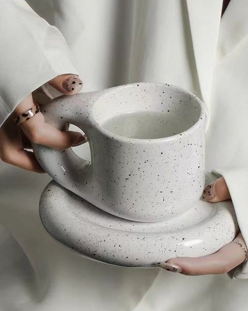 Bauhaus-Inspired Chubby Ceramic Mugs | Handcrafted