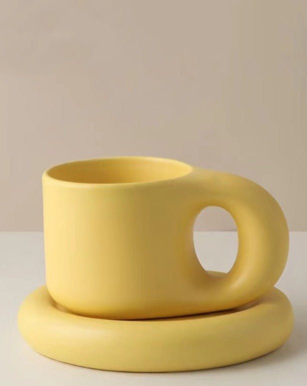 Bauhaus-Inspired Chubby Ceramic Mugs | Handcrafted